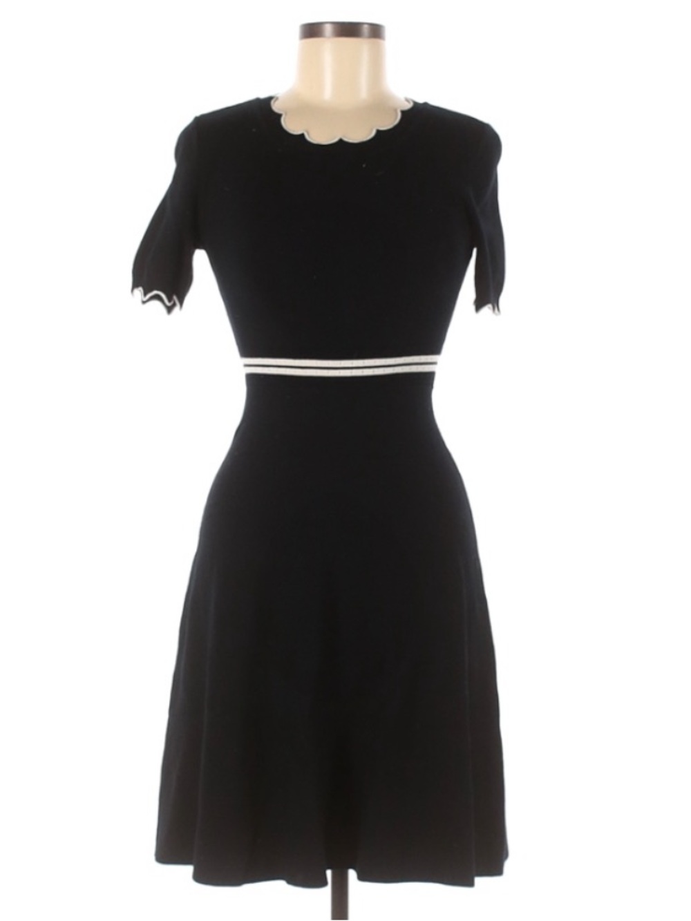 Maison Jules Black Midi Dress with Cream Trim